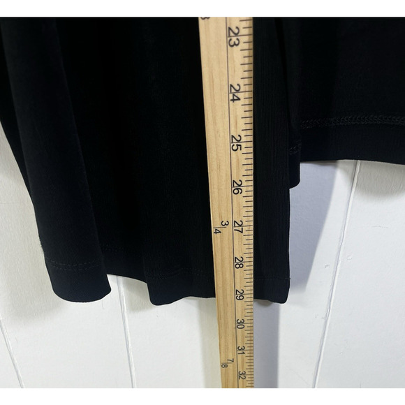 Chicos Travelers Open Front Cardigan Slinky Knit Ruched Size 3/XL Black USA - Picture 4 of 10
